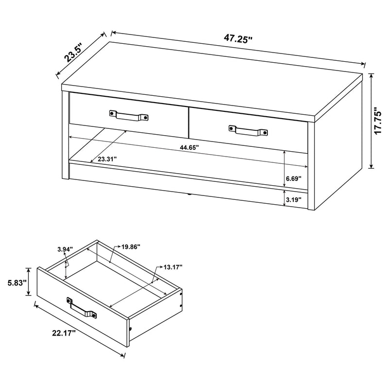 Nuberg - 2 Drawer Coffee Table Rectangular Design - Gray