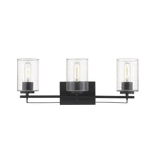 Load image into Gallery viewer, Metal And Textured Glass Three Light Wall Sconce - Black
