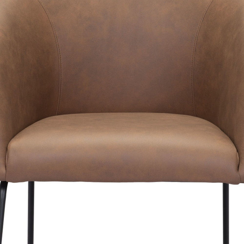 Faux Leather Barrel Chair - Brown And Black