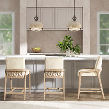 Load image into Gallery viewer, Arizona - Solid Ash Upholstered Counter Stool With Rope Detail - Creme De La Creme White
