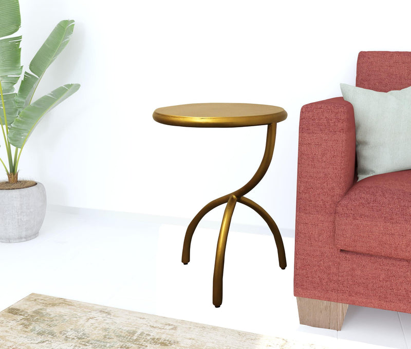 Iron Round End Table - Antique Brass