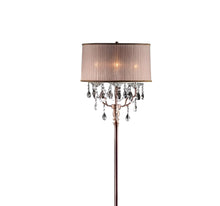Load image into Gallery viewer, Steel Three Light Candelabra Floor Lamp With Silvery Pink Drum Shade - Silver
