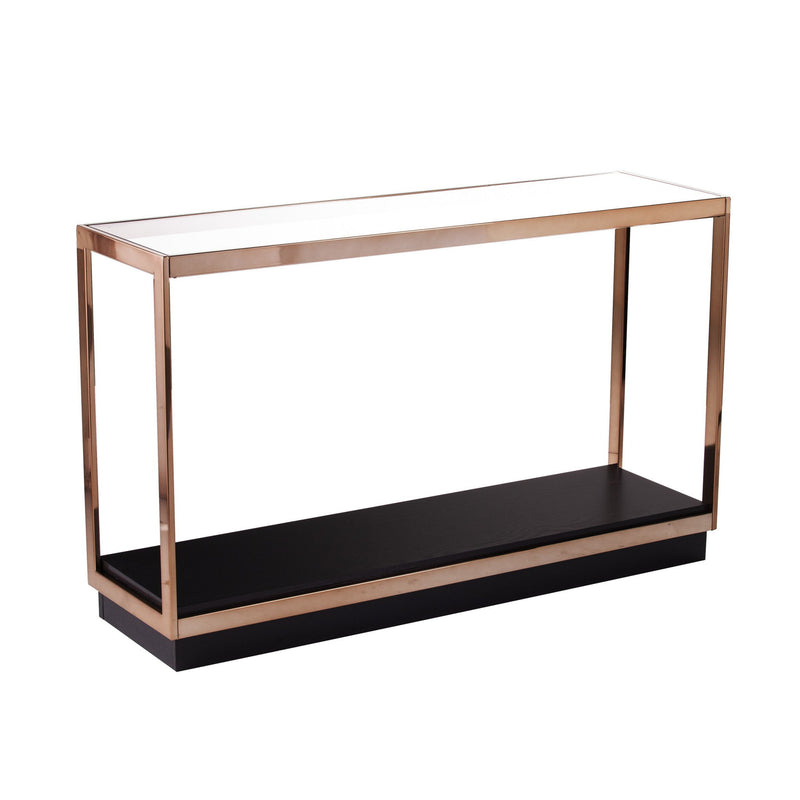 Glass Floor Shelf Console Table With Shelf - Clear / Black / Champagne