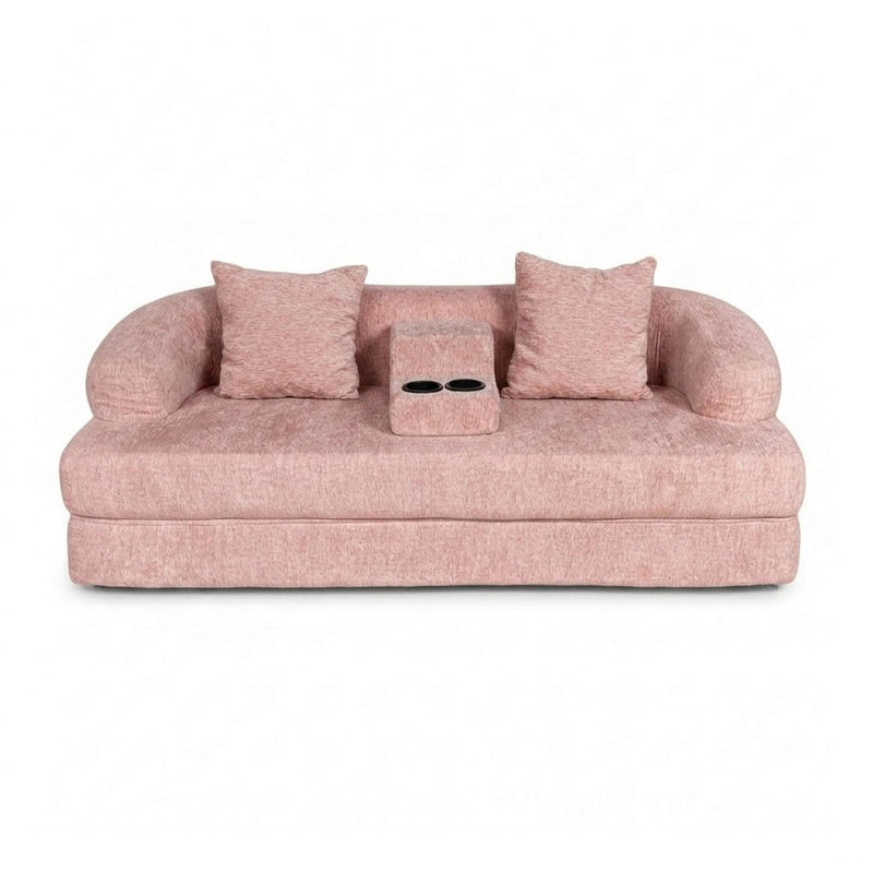 2 In 1 Convertible Sleeper Sofa Bed With Cup Holders