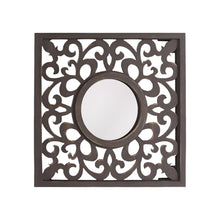 Load image into Gallery viewer, 24" Circle In Square Vintage Style Framed Accent Mirror - Brown

