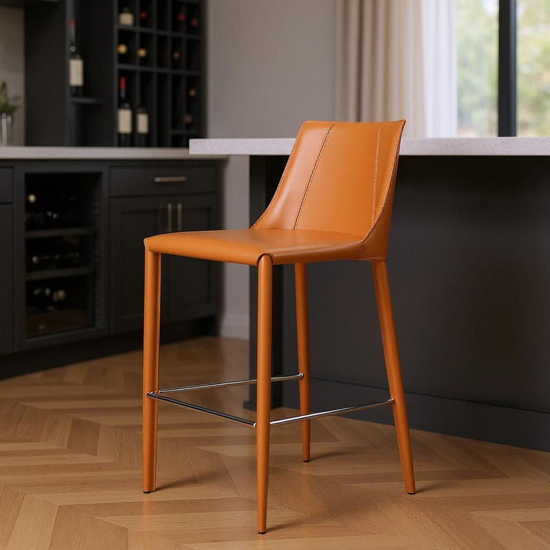 Steel Low Back Bar Height Bar Chair - Terra Cotta