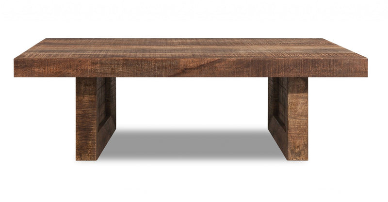Solid Wood Butcher Block Dining Bench - Brown