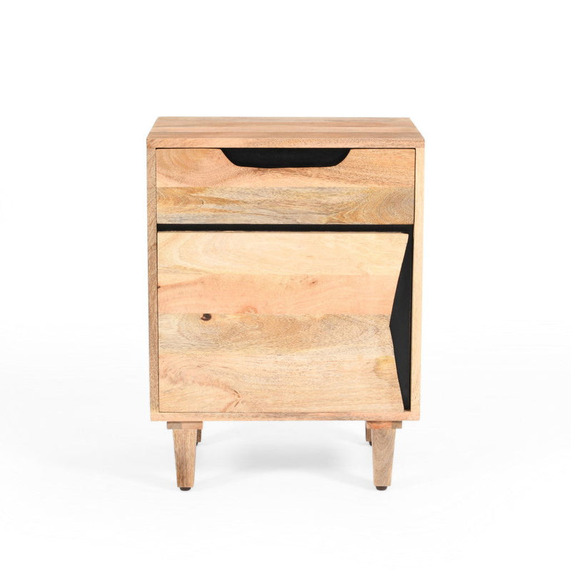 Wood One Drawer Nightstand (727684) - Beige