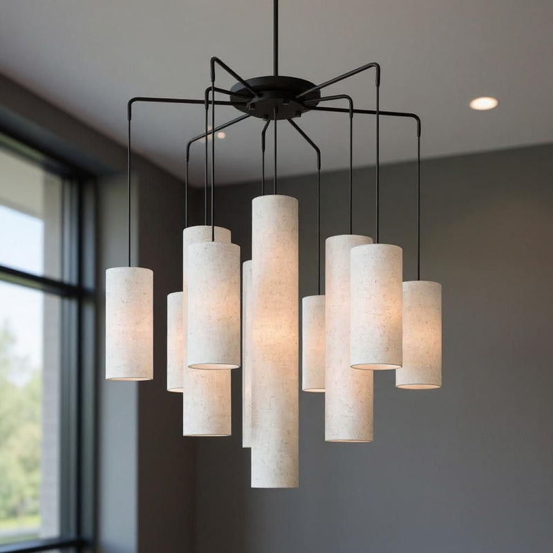 43" Multi Light Dimmable Chandelier With Shades - Bronze