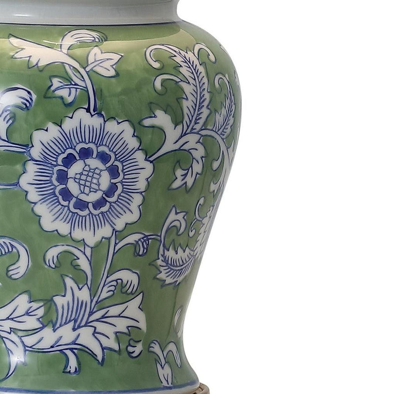 Urn Table Lamp LED With Empire Shade - Green