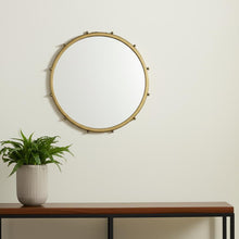 Load image into Gallery viewer, 25" Metal Beaded Round Framed Accent Mirror - Gold
