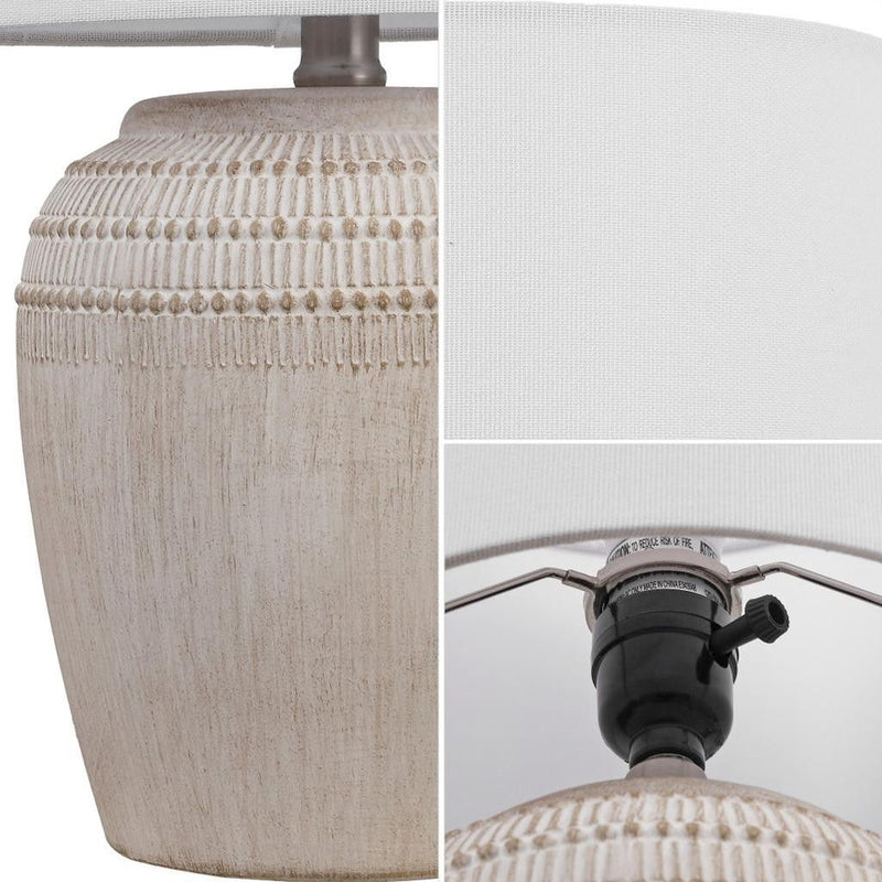 Gourd Table Lamps With Drum Shades (Set of 2) - White