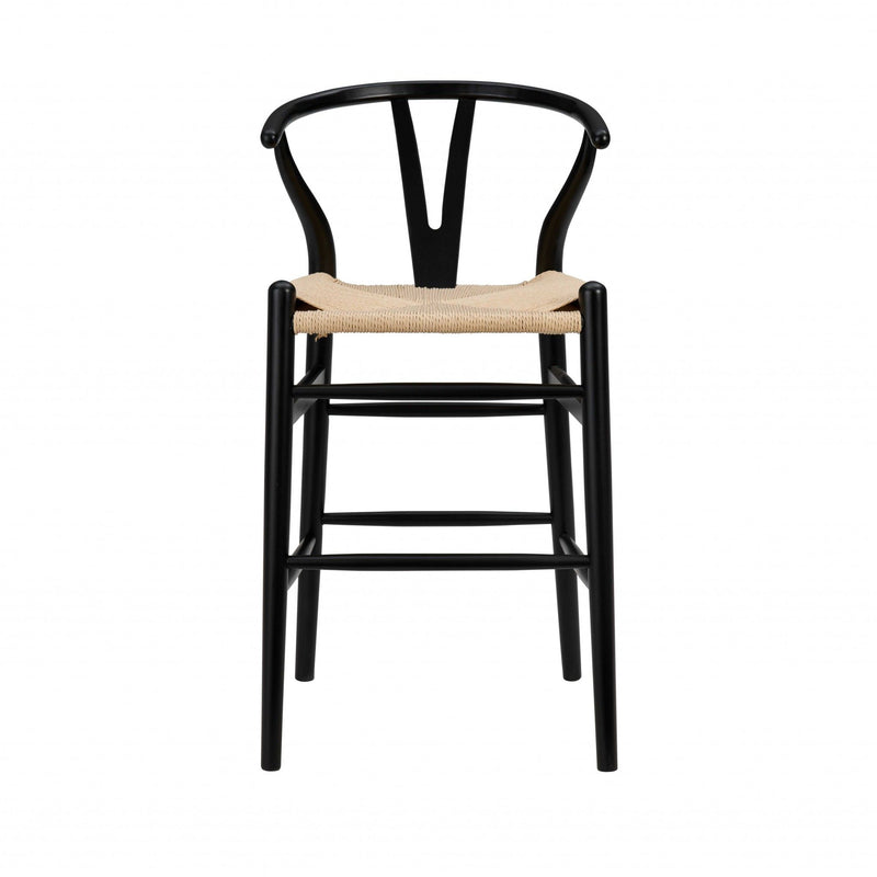 Solid Wood Counter Height Bar Chair - Natural And Black