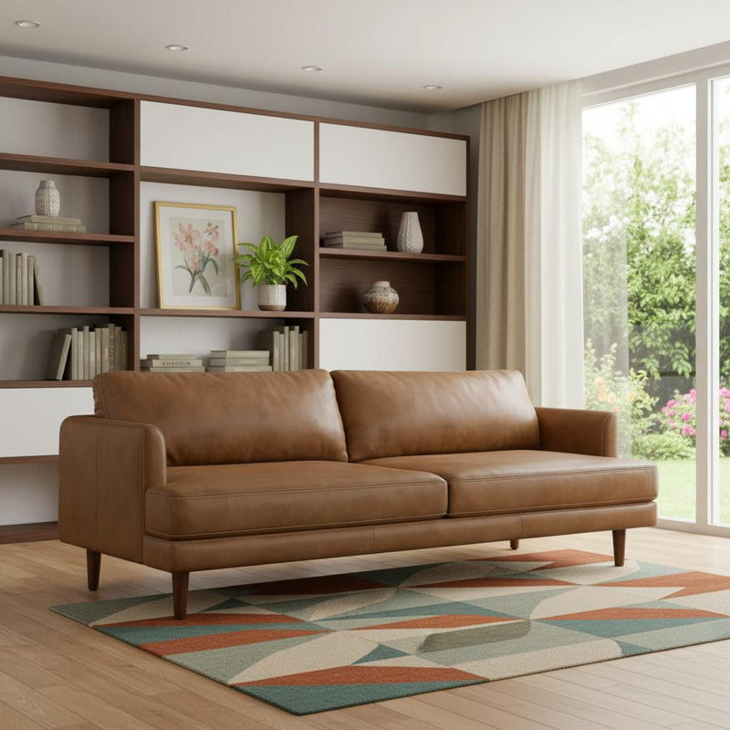 90" Leather Sofa - Brown