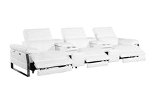 Load image into Gallery viewer, Top Grain Leather Reclining Metal USB Sofa (720344) - White
