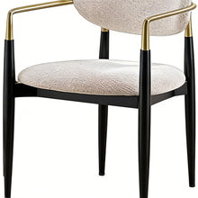 Load image into Gallery viewer, Faux Linen Dining Arm Chair - Beige / Black / Gold
