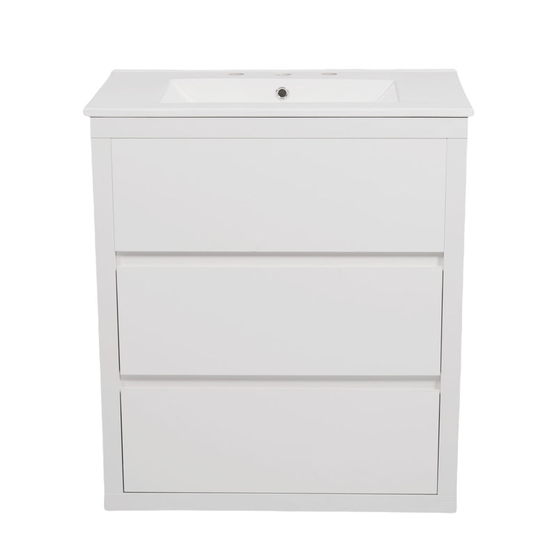 Double Sinks Bathroom Vanity Set With 2 Ceramic Basins