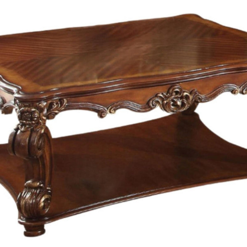 Wood Resin And Solid Wood Coffee Table - Brown