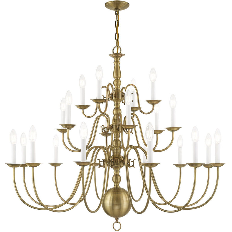 Multi Light Dimmable Chandelier With Shades - Antiqued Brass