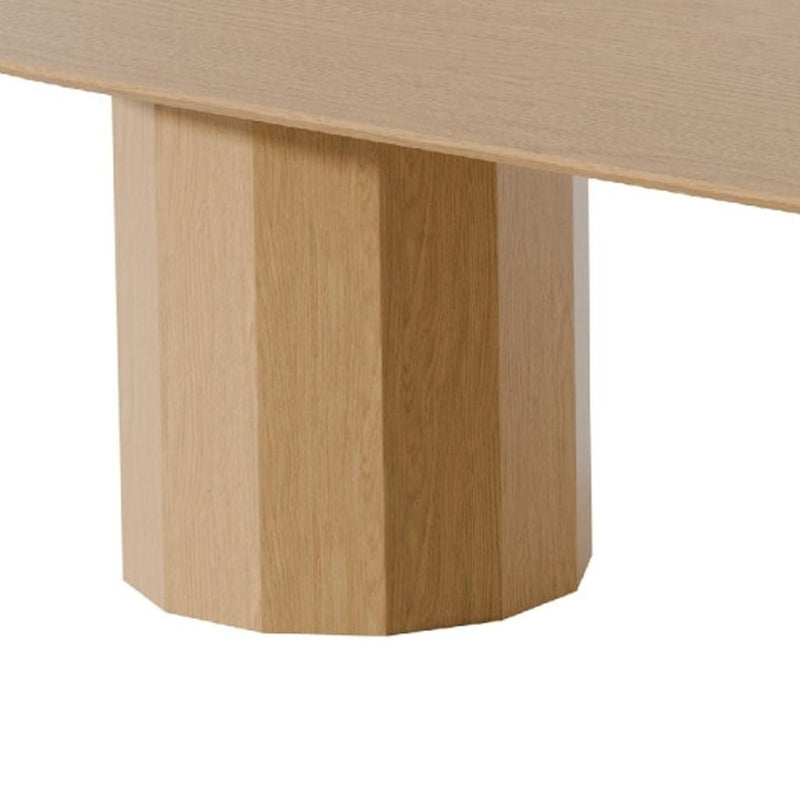 Wood Double Pedestal Base Oval Dining Table - Natural / Light Brown