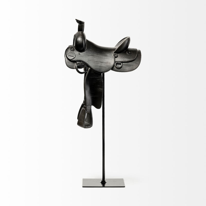 Western Horse Saddle Tabletop Sculpture - Black