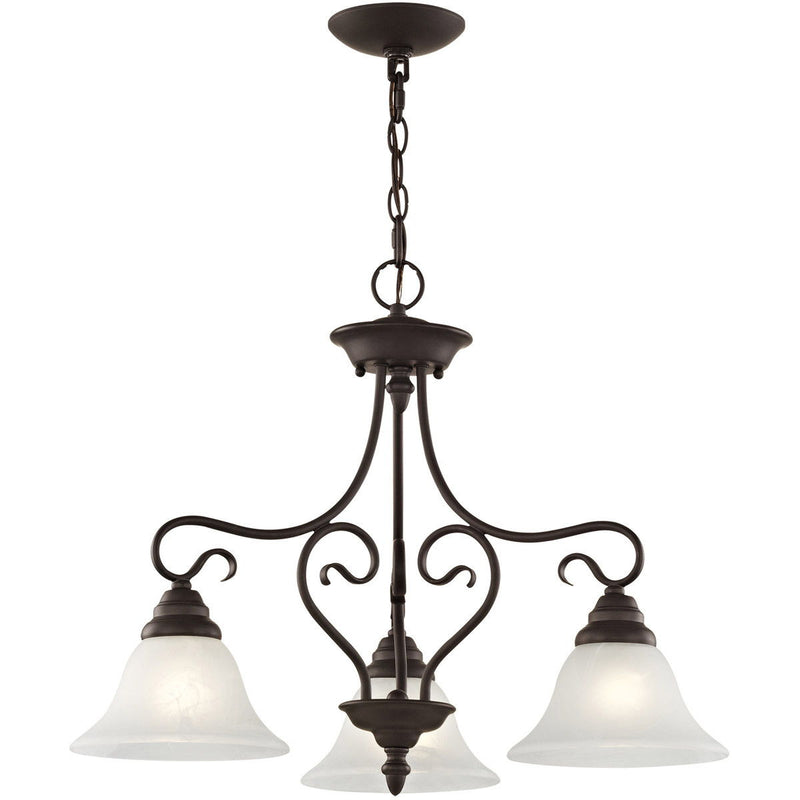 21" Three Light Dimmable Chandelier With Shades - Bronze