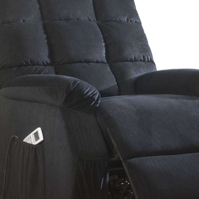 Velvet Heated Massage Lift Assist Power Recliner - Black