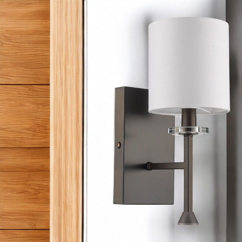 Minimalist Wall Sconce With Fabric Shade - Bronze