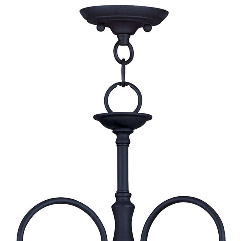 15" Three Light Metal Dimmable Chandelier With Shades - Black