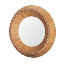 Load image into Gallery viewer, 30" Solid Faceted And Beaded Round Framed Accent Mirror - Brown
