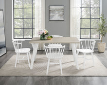 Load image into Gallery viewer, Roundhill - 5 Piece Dining Set, Dining Table With 4 Windsor Chairs - Brown / Antique White
