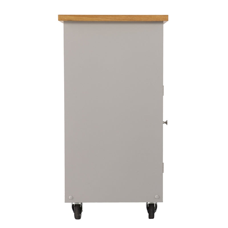 35" Rolling Kitchen Island With Storage - Gray