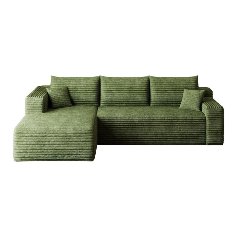 Corduroy Modular L Shaped Sofa And Chaise Sectional (762667) - Green
