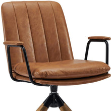 Load image into Gallery viewer, Faux Leather Swivel Arm Chair 23" - Carmel Brown

