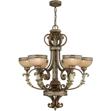 Load image into Gallery viewer, 35" Six Light Metal Dimmable Chandelier With Shades - Bronze
