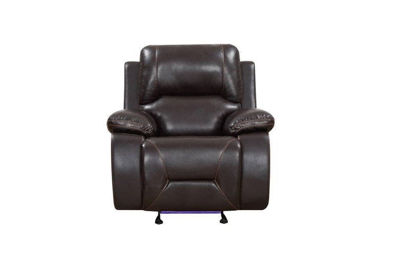 Leather Match Manual Gliding Recliner (366348) - Dark Brown