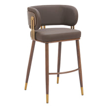 Load image into Gallery viewer, 30" Modern Steel And Faux Leather Low Back Bar Height Bar Chair - Brown
