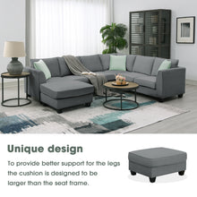 Load image into Gallery viewer, [VIDEO provided] 112*87&quot; Sectional Sofa Couches Living Room Sets, 7 Seats Modular Sectional Sofa with Ottoman, L Shape Fabric Sofa Corner Couch Set with 3 Pillows, Grey(New of GS008210AAG)
