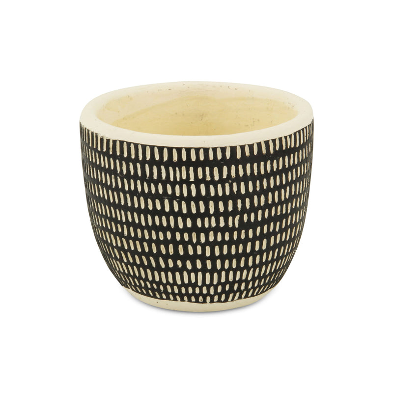 Dotted Round Pot Planter (487439) - Black / White