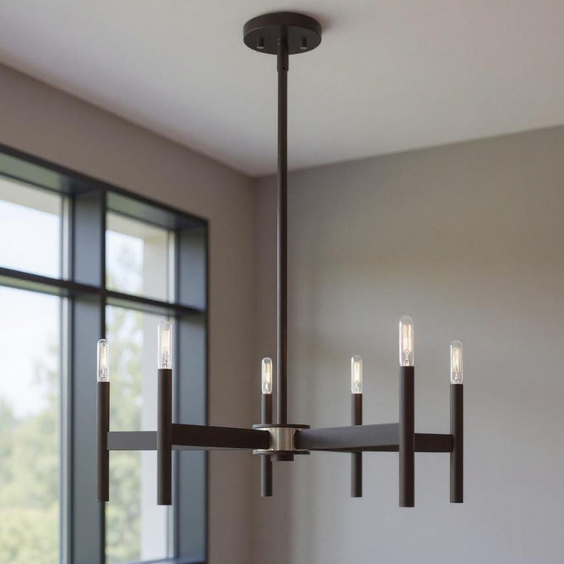 20'' 5-Light Dimmable Chandelier & Shades - Bronze