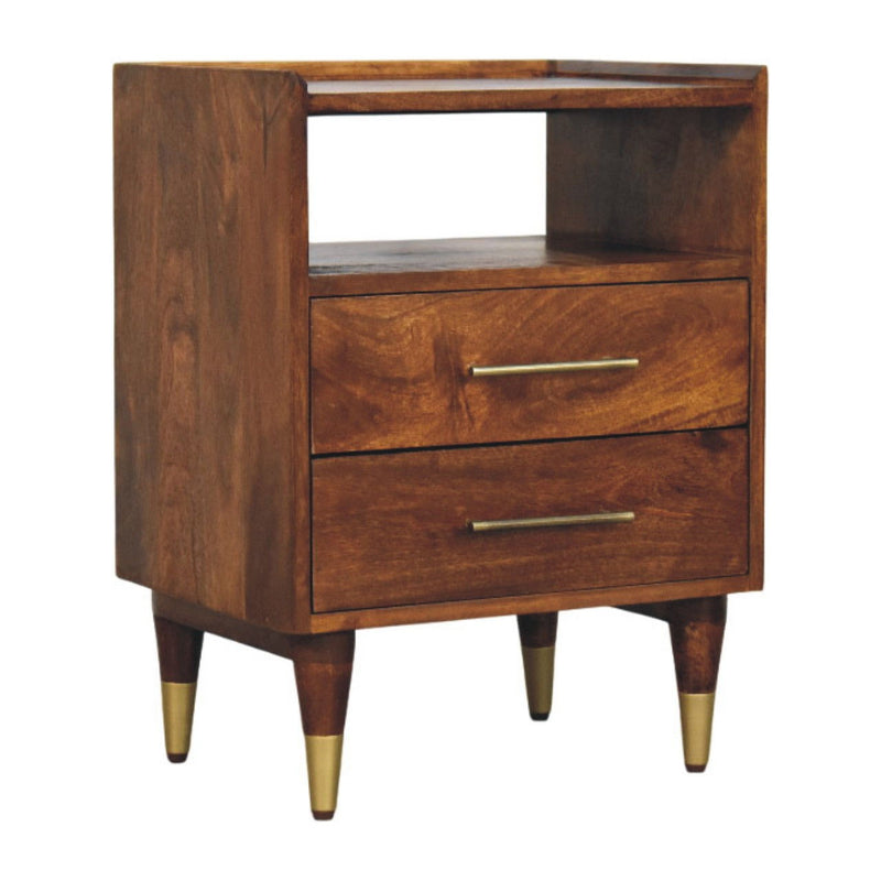 Solid Wood Two Drawer Nightstand (738177) - Chestnut