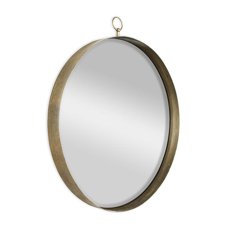 34" Round Iron Framed Accent Mirror - Gold