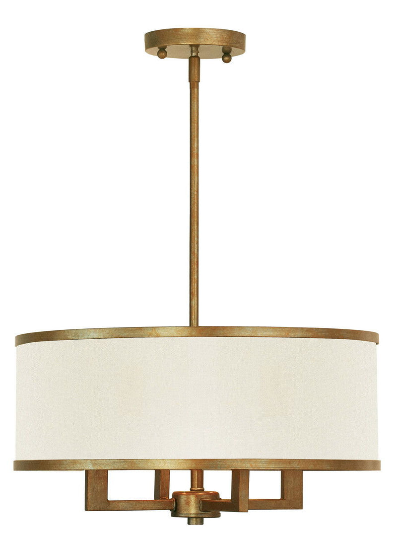 Four Light Metal Dimmable Chandelier With Shades - Gold