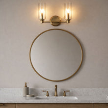 Load image into Gallery viewer, Regal - Double Light Vanity With Clear Ribbed Satin - Antique Brass / Clear
