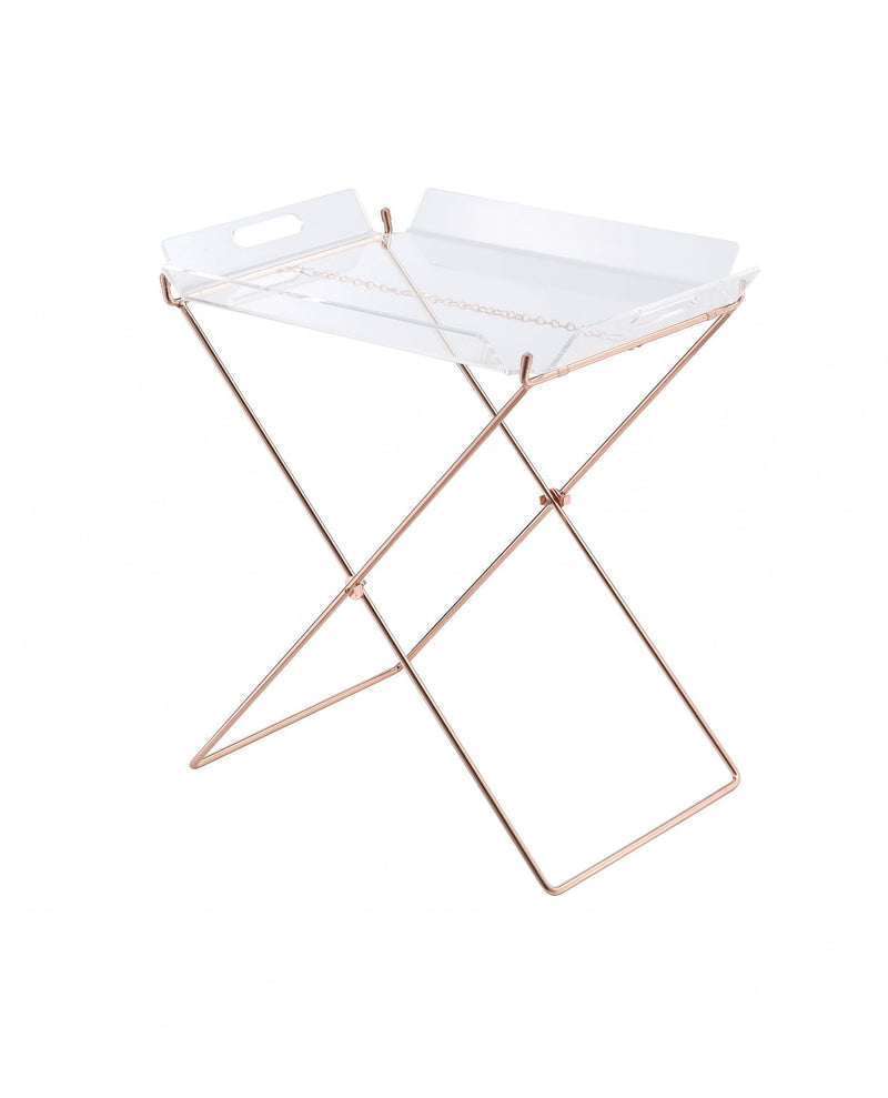 Modern Acrylic Copper Tray Table - Clear