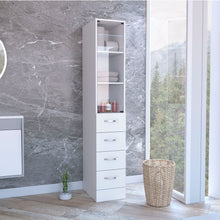 Load image into Gallery viewer, Linen Cabinet, 3 Shelves, 4 Drawers And Metal Handles - White

