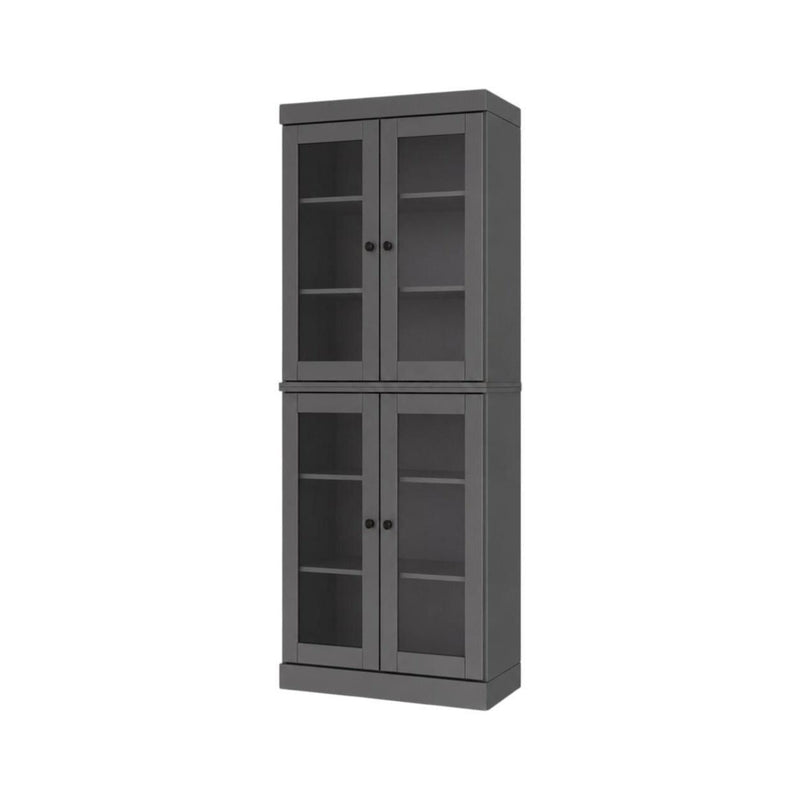 Solid Wood Adjustable Six Tier Library Bookcase With Four Doors (745690) - Gray