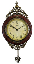 Load image into Gallery viewer, Silent Pendulum Ornate Oval Wall Clock - Brown / Gold
