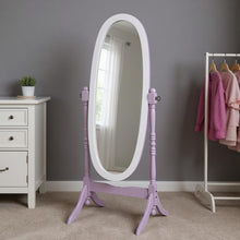 Load image into Gallery viewer, 59" Wood Freestanding Oval Framed Cheval Mirror - Purple / White

