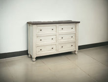 Load image into Gallery viewer, Solid Wood Six Drawer Double Dresser - Gray / Ivory

